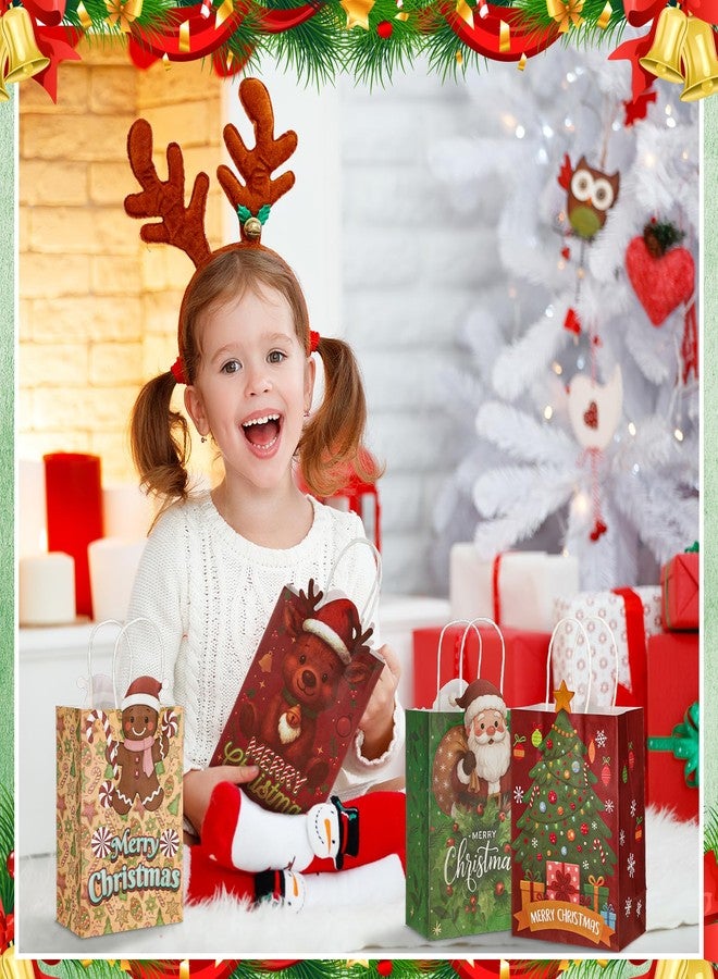 SilTriangle 48 Packs Irregular Shaped Christmas Kraft Gift Bags with Handles Bulk, 8.26"x6"x3.15" Christmas Goodie Paper Bags Xmas Treat Bag, Holiday Party Favors Bag for Presents Shopping Parties - Image 5